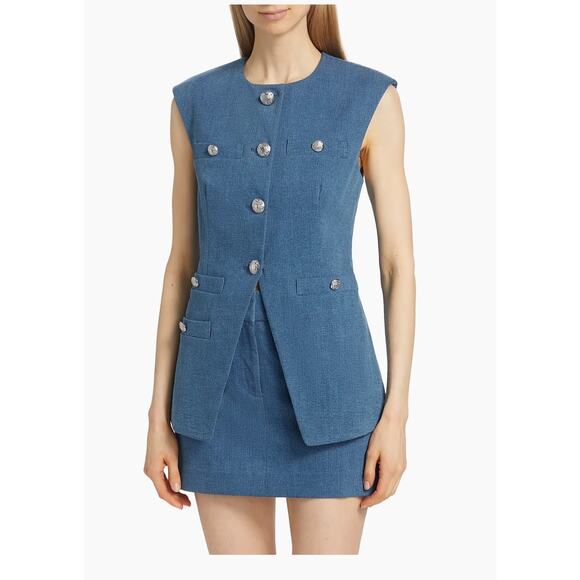 Veronica Beard Tamara Denim Vest Top Size 8 - Picture 2 of 8